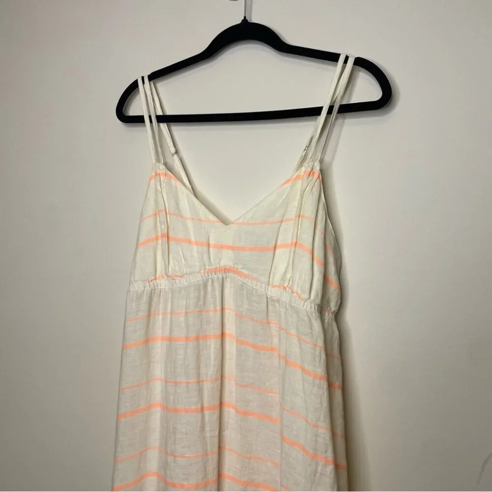 J.CREW Linen Cotton Blend Peach Cream Stripes Midi Dress No Size Tag - Picture 4 of 15